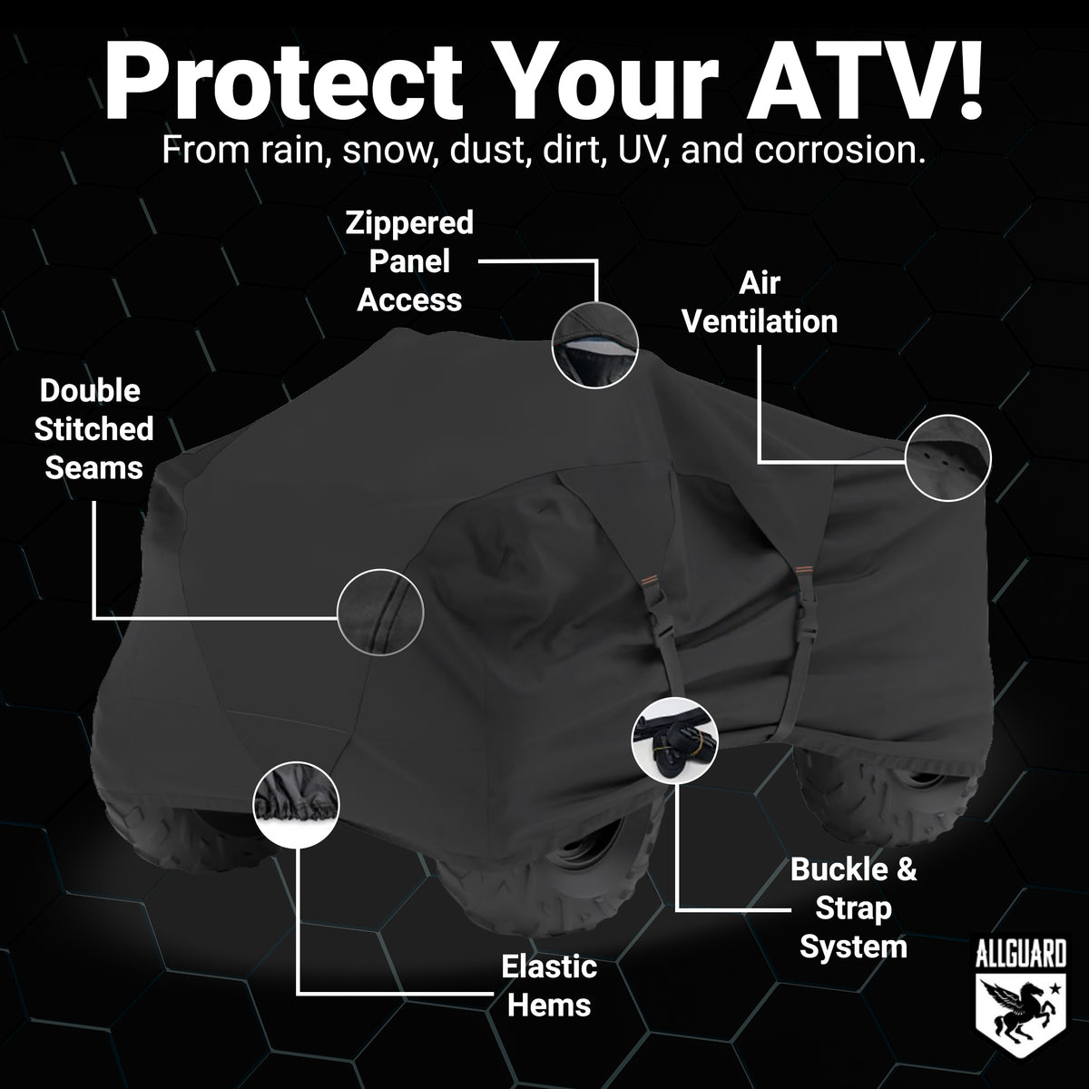 AllGuard Weatherproof ATV Cover black img 3