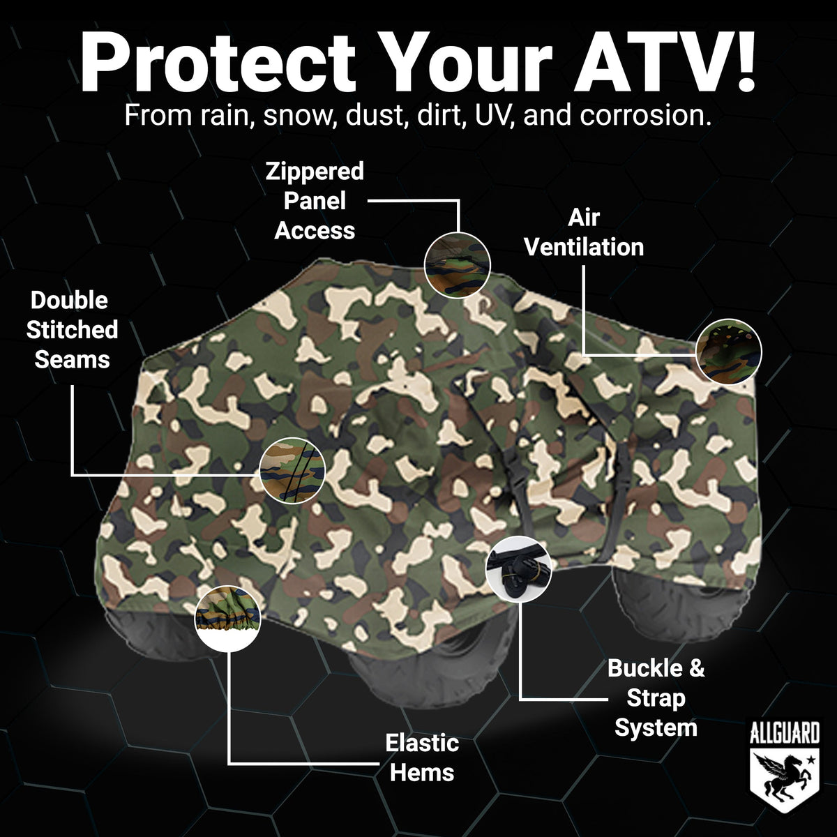 AllGuard Weatherproof ATV Cover woodland camo img 3