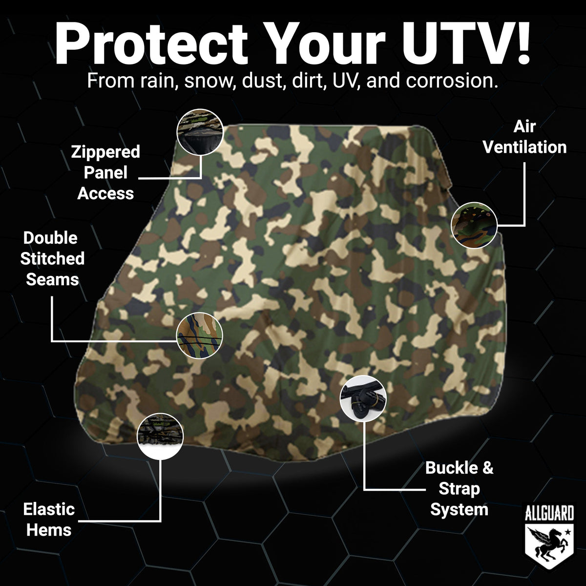 AllGuard Weatherproof UTV Cover woodland camo img 3