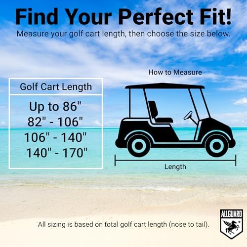 AllGuard Golf Cart Cover Tan – size guide