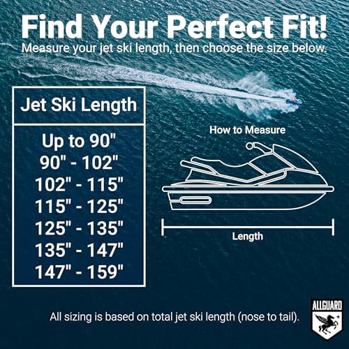 AllGuard Jet Ski Cover Blue/Black – size guide