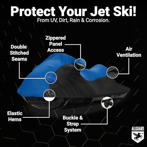 AllGuard Jet Ski Cover Blue/Black – feature callout