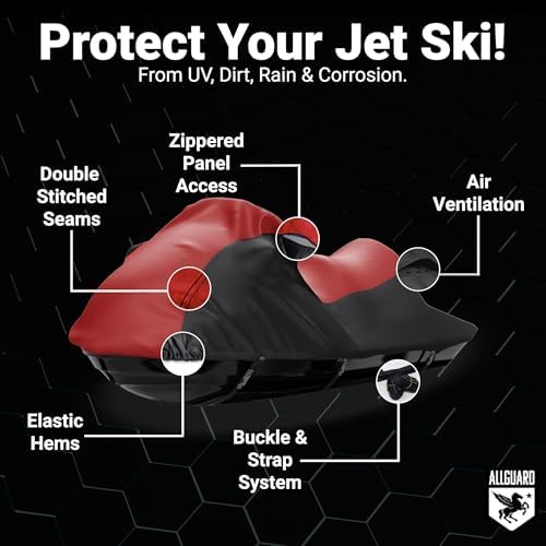 AllGuard Jet Ski Cover Red/Black – feature callout